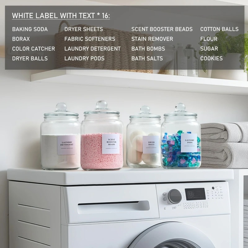 Half Gallon Glass Storage Jars With Airtight Lids And Labels Laundry Detergent Pod Organizer Set 2