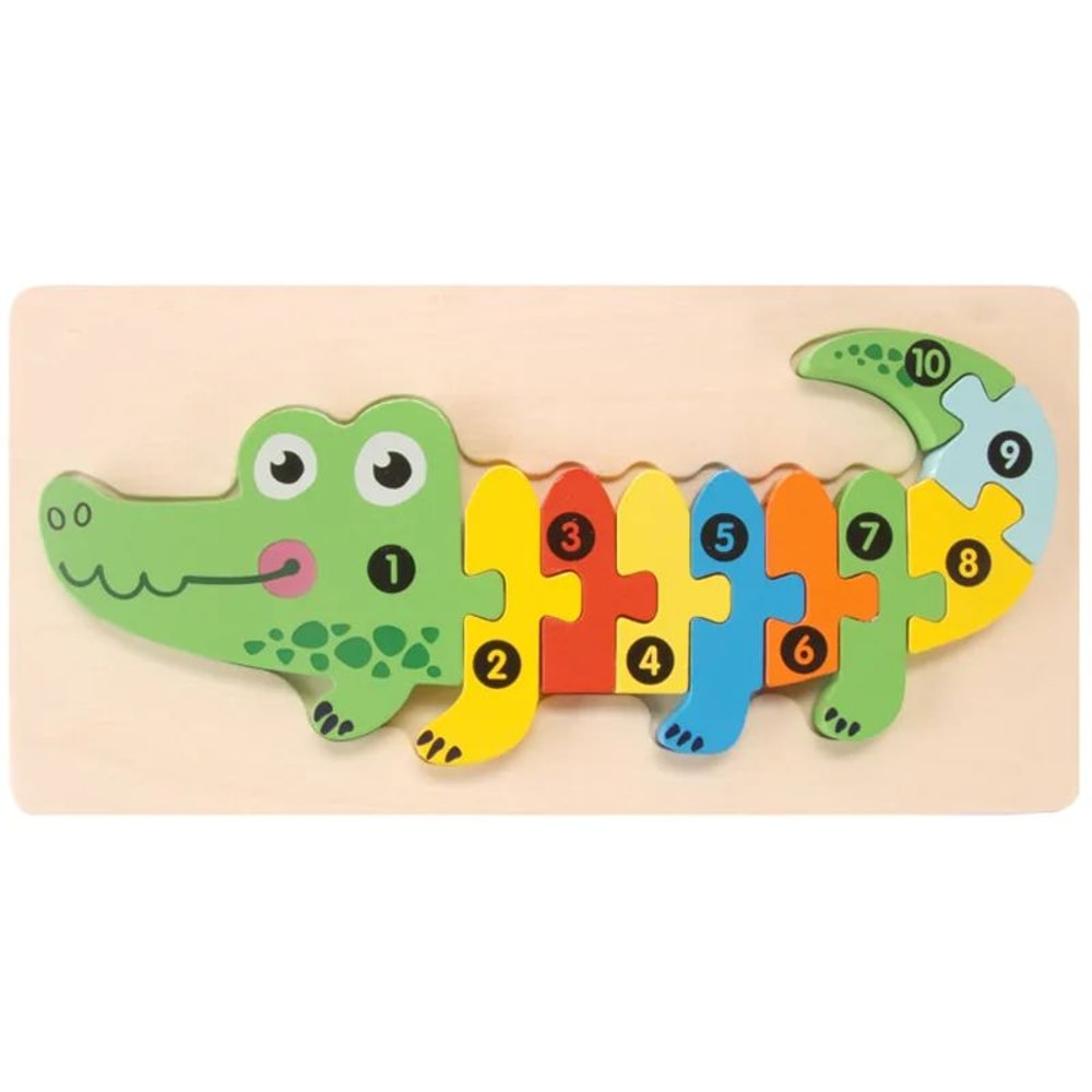 Montessori 3D Wooden Dinosaur Puzzle For Toddlers Shape And Color Learning Toy 7