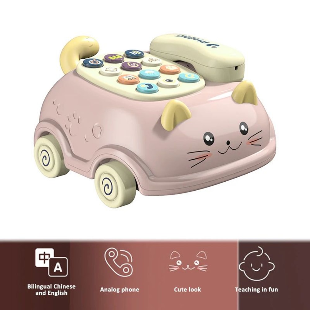 Montessori Musical PullAlong Phone Toy With Soft Lights Baby Learning Toy 2