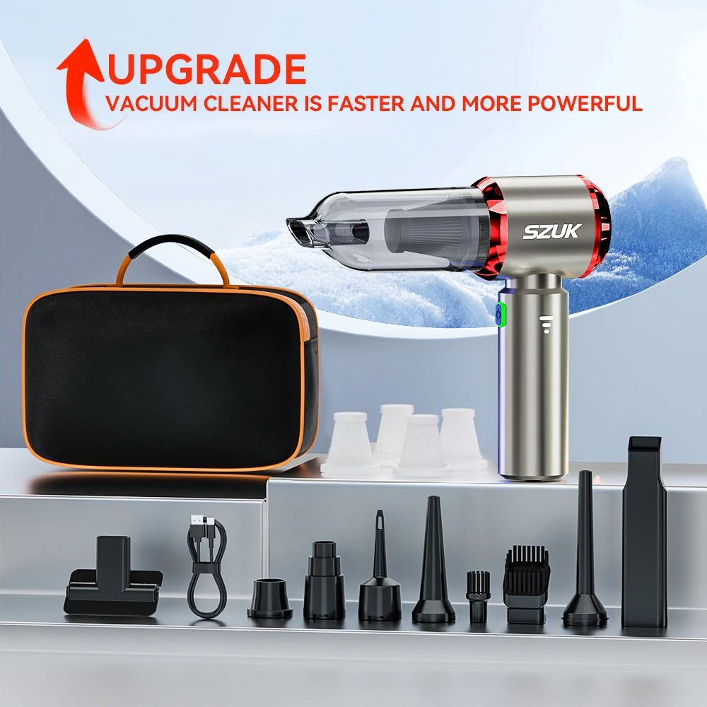 SZUK ProPower 985000Pa Mini Car Vacuum Cleaner Wireless Handheld Car Vacuum With UltraStrong Sucti 8