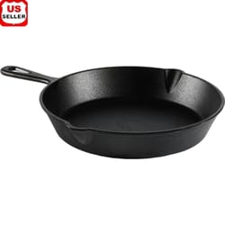 heritage flame 10.5" pre-seasoned cast iron skillet for even heat & campfire cooking
