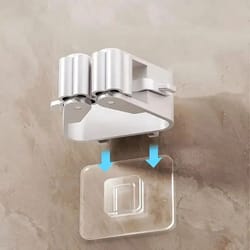no-drill adhesive mop holder wall mount – waterproof anti-slip bathroom organizer (4-pack)