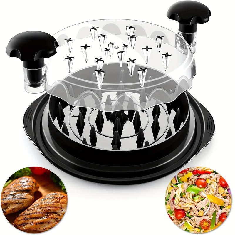 Chicken Shredder Tool Twist Bowl With Anti Slip Base And Clear Lid Meat Shredder 1