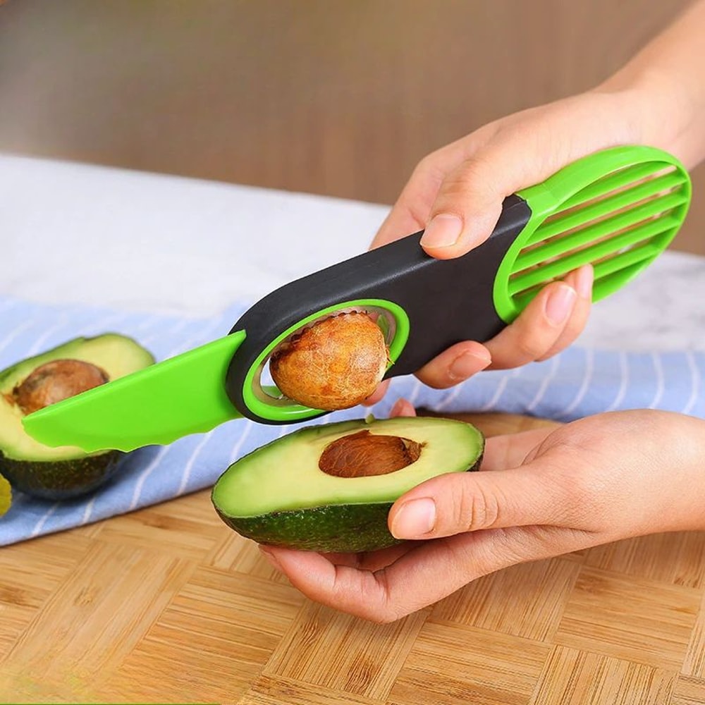 AvocadoPro 3in1 Avocado Slicer Tool Safe Avocado Pitter Peeler For Hass And Florida Avocados 3
