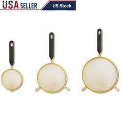 fine mesh strainer set of 3 with ergonomic handles – stainless steel kitchen sieves for flour, pasta & sauces