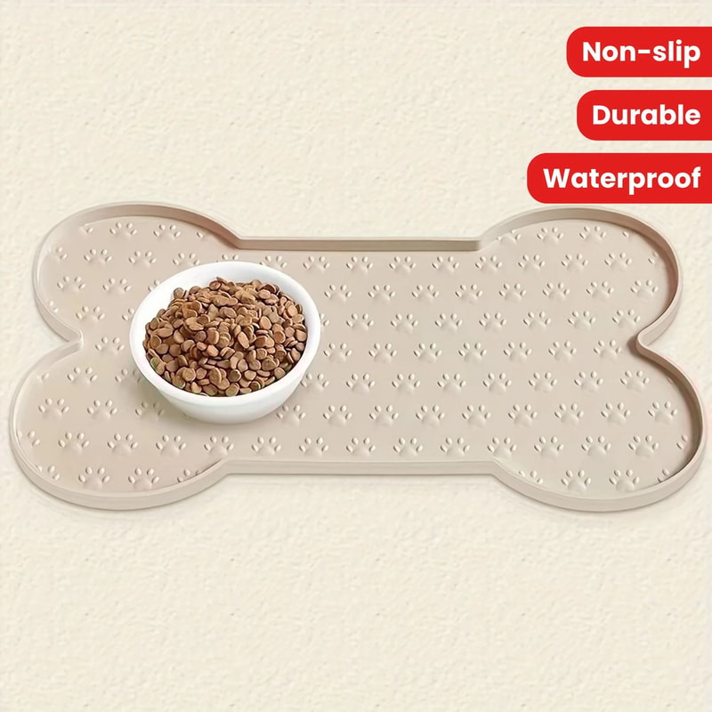 CozyGuard Waterproof Silicone Dog Feeding Mat NonSlip Pet Food Pad With Raised Edges 0
