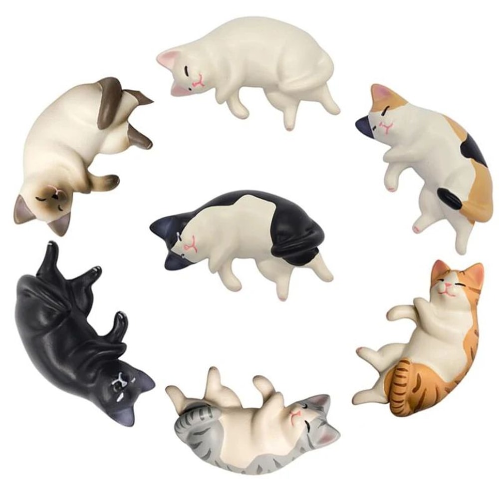 6Piece Kawaii Sleeping Cats Mini Resin Figurines For Dollhouse And Desk Decor 2