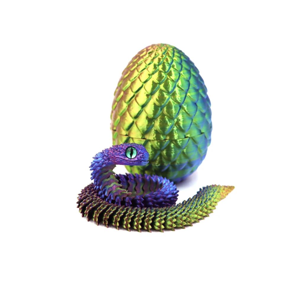 3D Printed Articulated Snake Egg Flexible Fidget Toy Unique Home Decor Figure 3