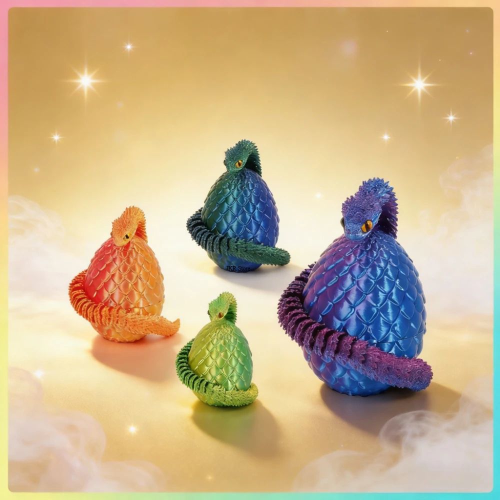3D Printed Articulated Snake Egg Rotating 3D Printed Snake Fidget Anime Desk Decor 3