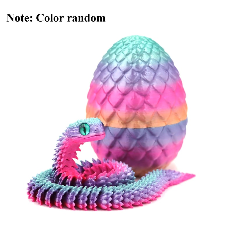 3D Printed Articulated Snake Egg Rotating 3D Printed Snake Fidget Anime Desk Decor 11