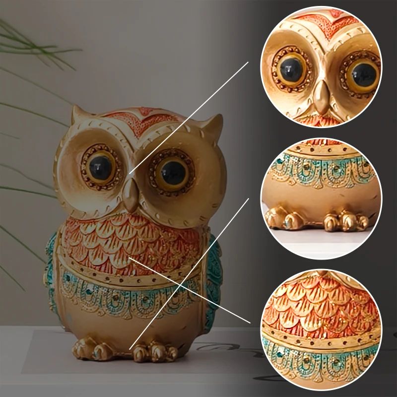 Elegant Resin Owl Sculpture Luxury Owl Decor Accent For Living Room Office 2