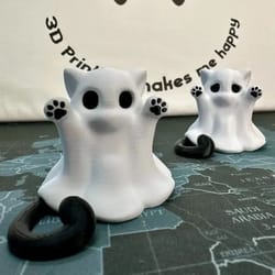 tiny kitten ghost figurine – cute halloween desk decor & cat lover gift