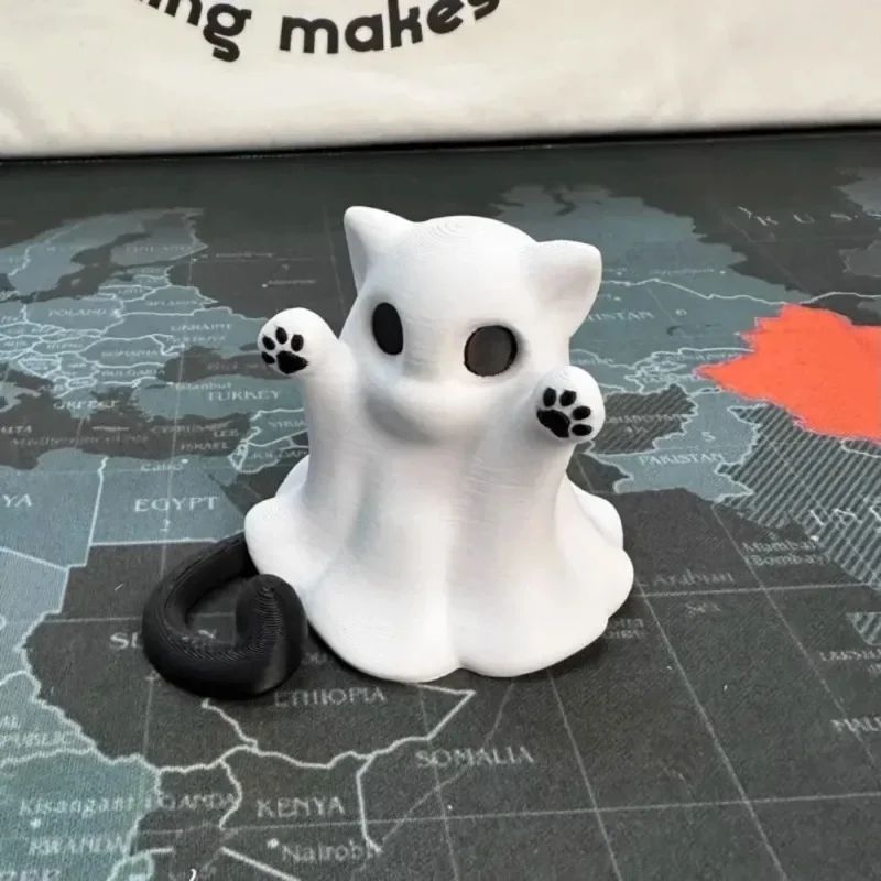 Tiny Kitten Ghost Figurine Cute Halloween Desk Decor Cat Lover Gift 3