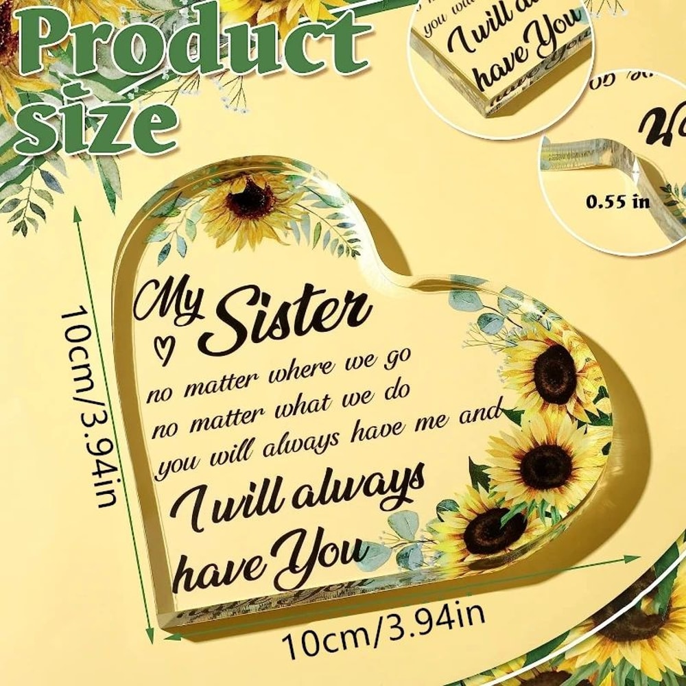 Sunflower Acrylic Friendship Gift Plaque Heartfelt Sister Bestie Keepsake 1