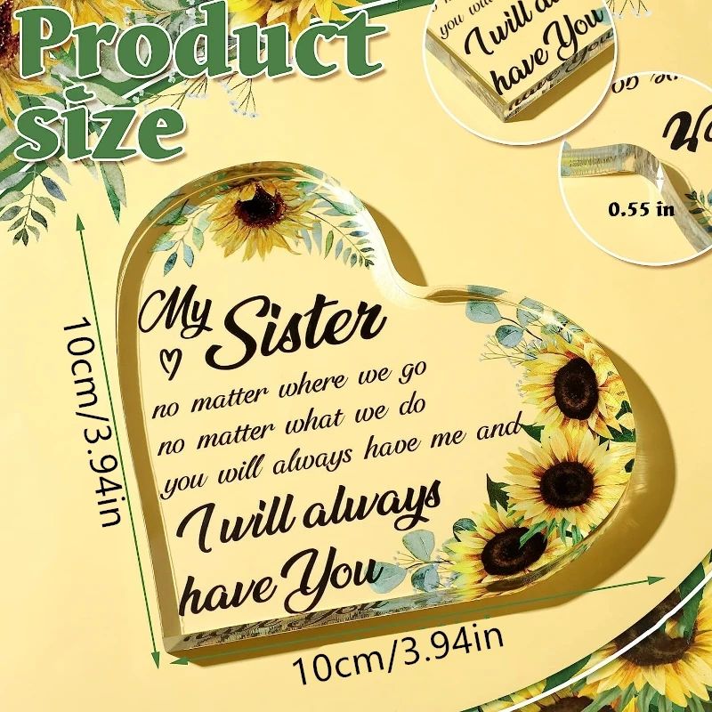 Sunflower Acrylic Friendship Gift Plaque Heartfelt Sister Bestie Keepsake 1