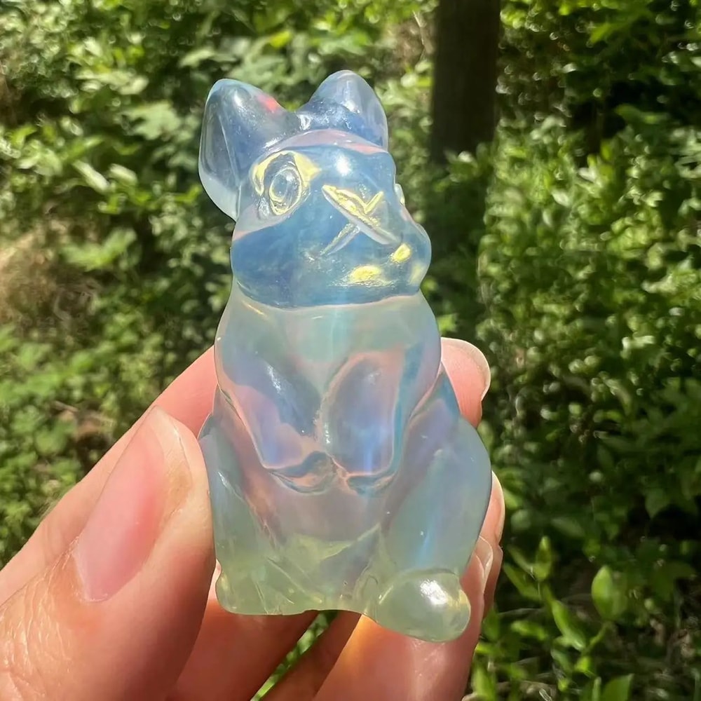 2Inch HandCarved Rose Quartz Rabbit Figurine Opalite Crystal Bunny Gemstone Rabbit Decor 5