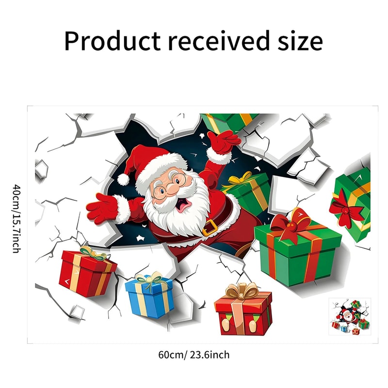3D Santa Wall Sticker Christmas Wall Decal With Broken Wall Effect 4