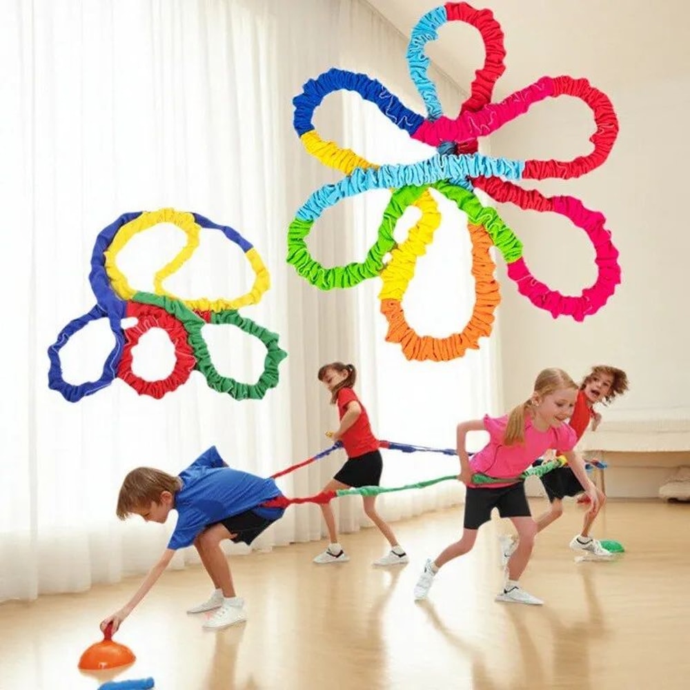 TeamSync Outdoor Team Building Game Kids Elastic Rope Loop Party Activity Set 0