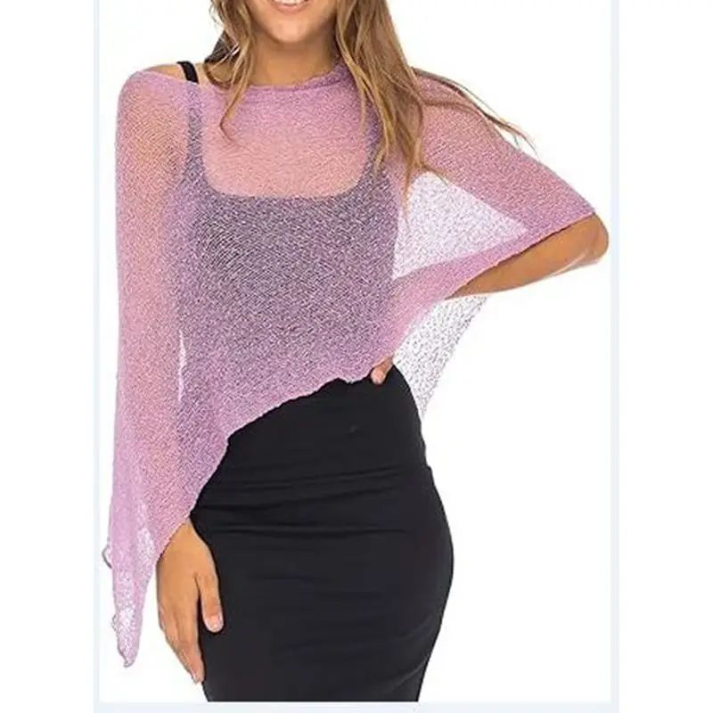 Coastal Breeze Knit Bikini Cover Up Off Shoulder Sheer Beach Cover Up Top With Irregular Hem 5