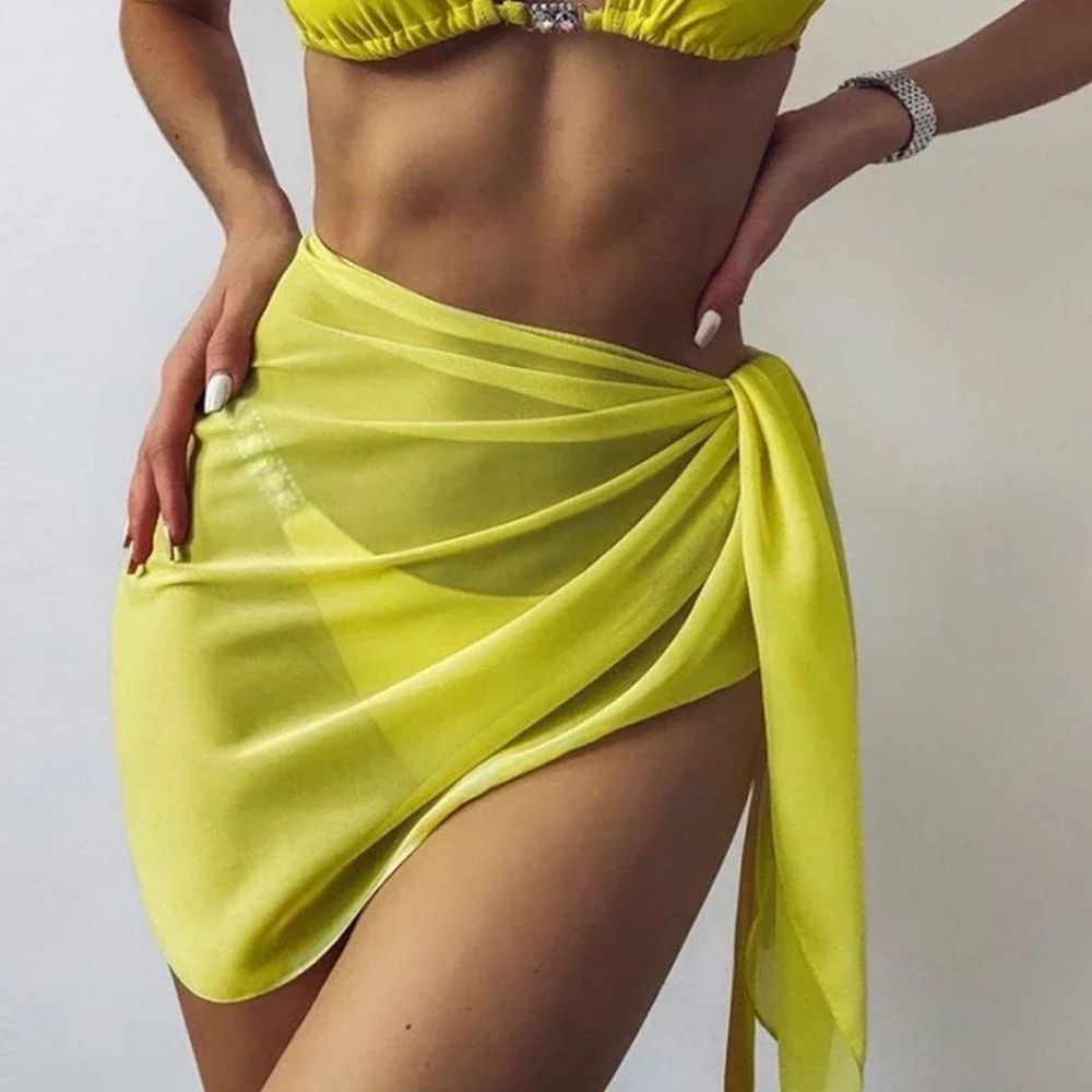 Sheer Chiffon Pareo Scarf Bikini Cover Up Lightweight Beach Wrap Skirt For Women 6