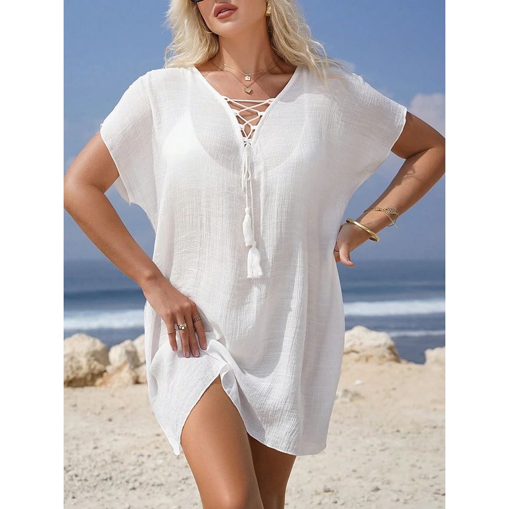 Breezy Beach Cover Up Dress For Women Lightweight Swimsuit Cover Up Blouse 0
