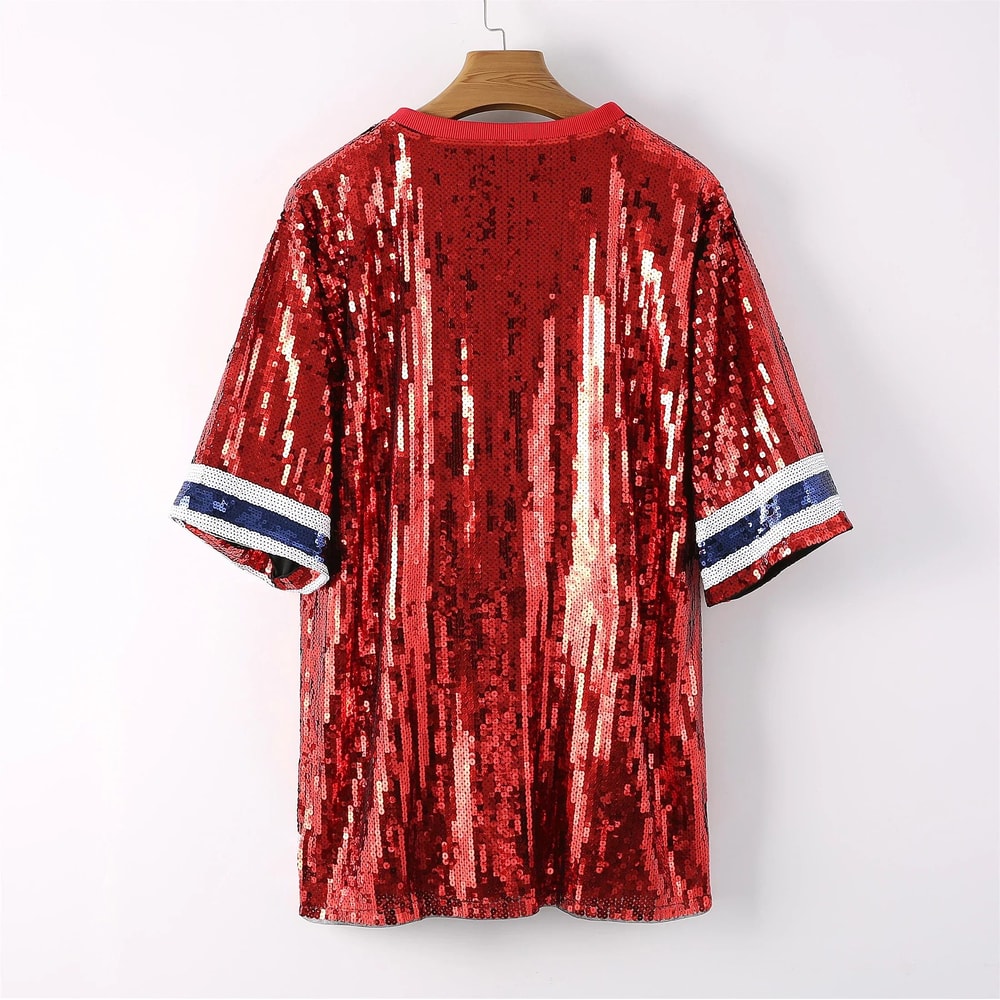 Blue Sequin Game Day Dress Sparkly Football Party Outfit For Women 5