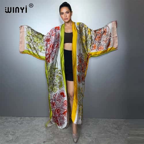 Luxe Boho Kimono Kaftan – Elegant Boho Kimono Cardigan Beach Cover-Up Dress for Women