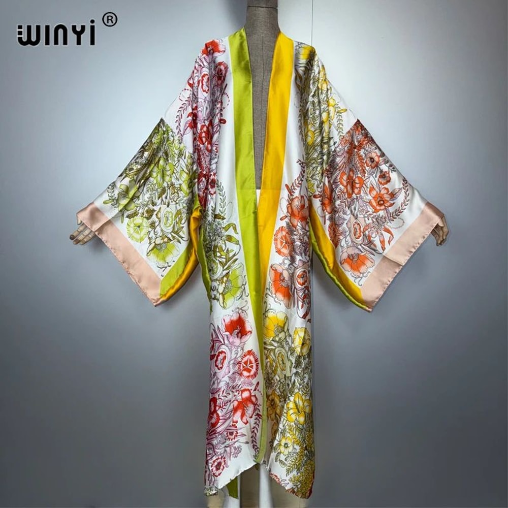 Luxe Boho Kimono Kaftan Elegant Boho Kimono Cardigan Beach CoverUp Dress For Women 1