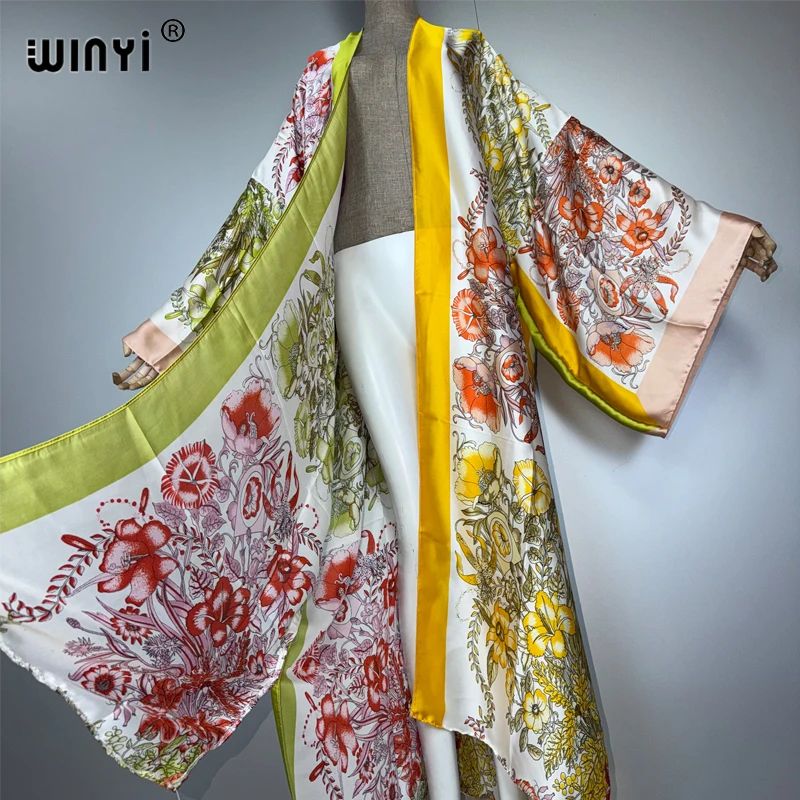 Luxe Boho Kimono Kaftan Elegant Boho Kimono Cardigan Beach CoverUp Dress For Women 2