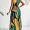 Tropical Print VNeck Fit And Flare Maxi Dress For Women 1