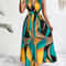 Tropical Print VNeck Fit And Flare Maxi Dress For Women 3