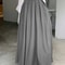 HighWaist Pleated Maxi Skirt Vintage Korean Office Holiday Swing Style 0