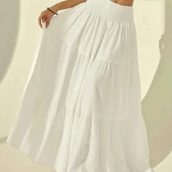 boho chic tiered maxi skirt – high-waisted elastic waist skirt for effortless summer style