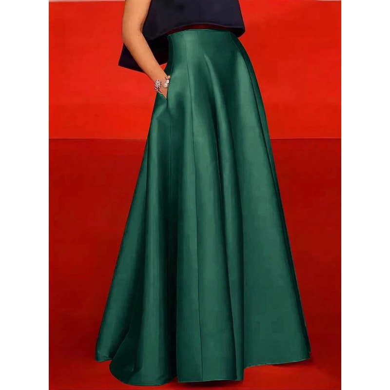 SilkFlow HighWaisted Satin Maxi Skirt With Pockets Elegant ALine Party Y2K Style 5