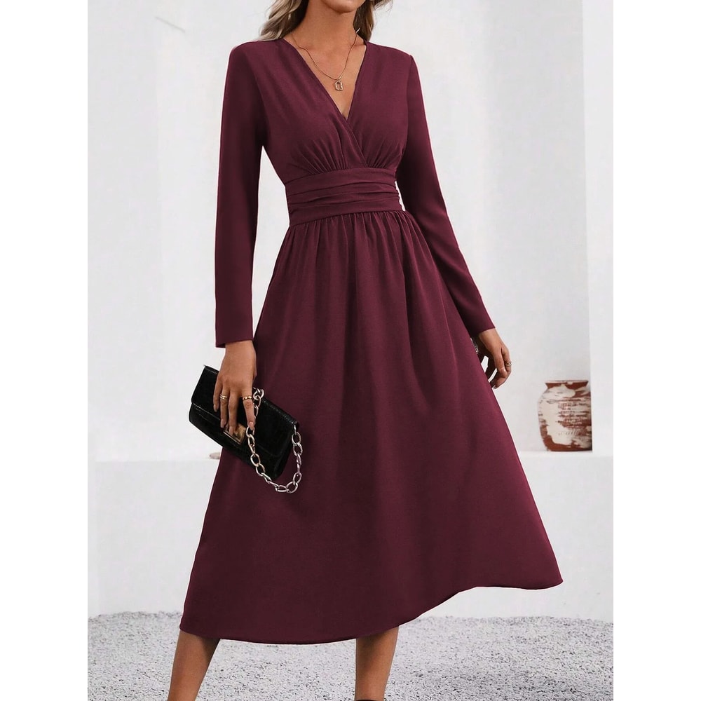 Elegant Embrace Overlap VNeck Bodycon Maxi Dress 5