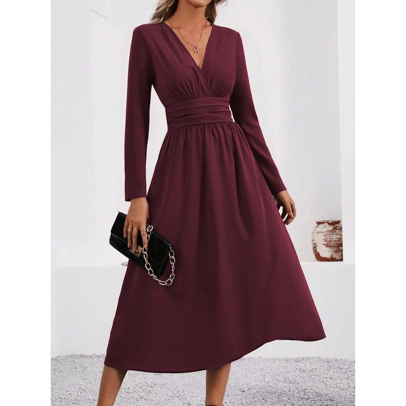 Elegant Embrace Overlap VNeck Bodycon Maxi Dress 5