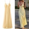 Sunlit Grace Yellow Satin VNeck Maxi Dress Elegant Sleeveless Summer Party Dress 0