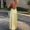 Sunlit Grace Yellow Satin VNeck Maxi Dress Elegant Sleeveless Summer Party Dress 1