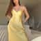 Sunlit Grace Yellow Satin VNeck Maxi Dress Elegant Sleeveless Summer Party Dress 3