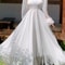 Elegant White OffShoulder Maxi Party Gown Flowy Ruffle Holiday Dress 0
