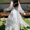 Elegant White OffShoulder Maxi Party Gown Flowy Ruffle Holiday Dress 1