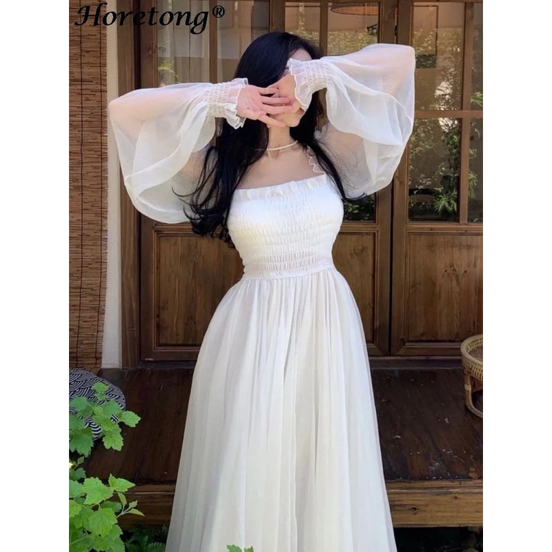 Elegant White OffShoulder Maxi Party Gown Flowy Ruffle Holiday Dress 3