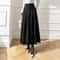 Elegant ALine Woolen Maxi Skirt High Waist Pleated Long Winter Skirt For Women 1