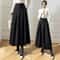 Elegant ALine Woolen Maxi Skirt High Waist Pleated Long Winter Skirt For Women 2