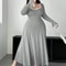 Plus Size ALine Maxi Dress Elegant Knit WaistSlimming Casual Dress 0