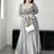 Plus Size ALine Maxi Dress Elegant Knit WaistSlimming Casual Dress 5