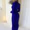 Elegant Green Long Sleeve Bodycon Maxi Dress With Shoulder Pads Party Club Evening Gown 5