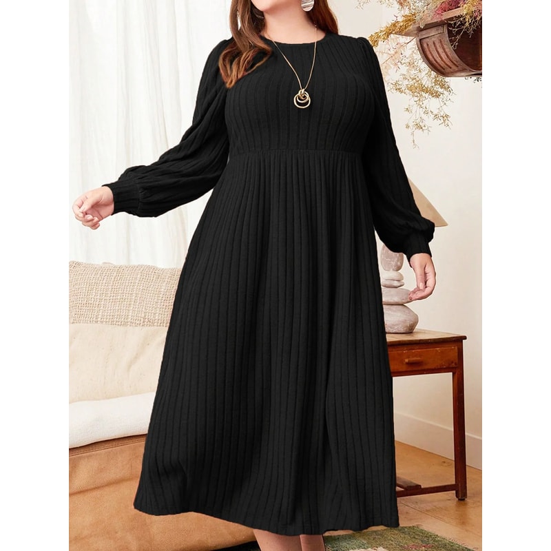 Cozy Elegance Plus Size Maxi Dress For Women Long Sleeve Autumn Winter Dress 7