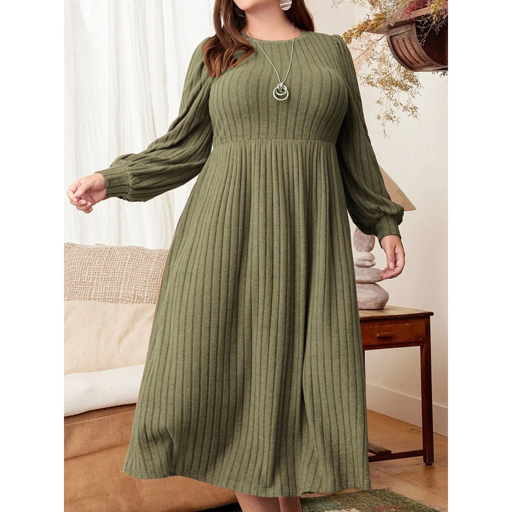 Cozy Elegance Plus Size Maxi Dress For Women Long Sleeve Autumn Winter Dress 8