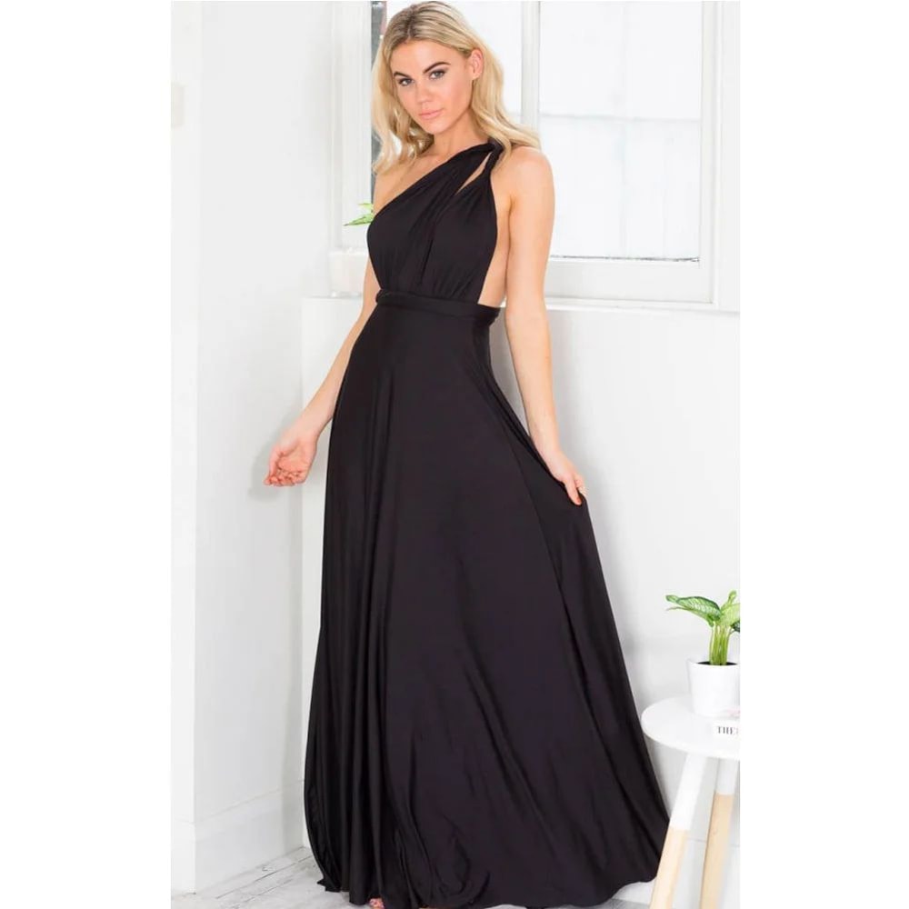 Elegant Convertible VNeck Summer Maxi Dress Versatile MultiWear Strappy Long Dress For Women 5